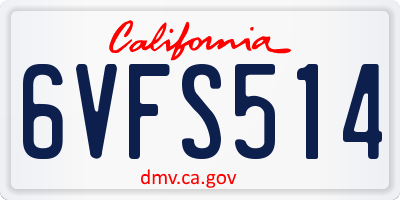 CA license plate 6VFS514