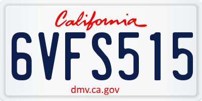 CA license plate 6VFS515