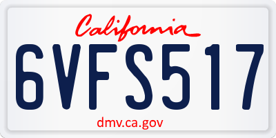 CA license plate 6VFS517
