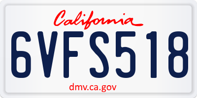 CA license plate 6VFS518