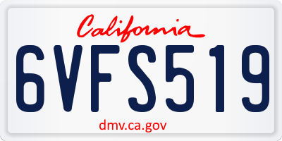 CA license plate 6VFS519