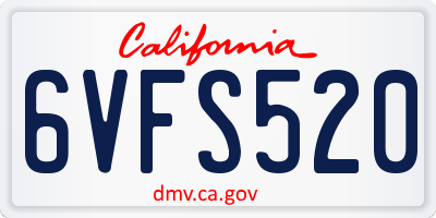 CA license plate 6VFS520