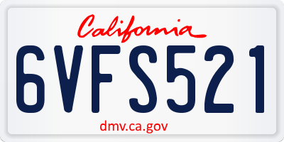 CA license plate 6VFS521