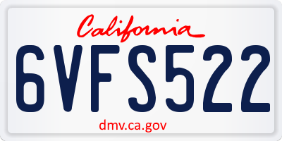 CA license plate 6VFS522