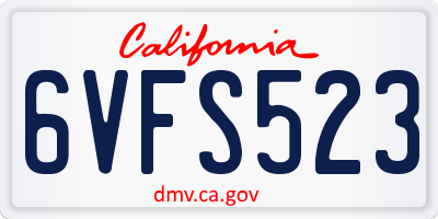 CA license plate 6VFS523