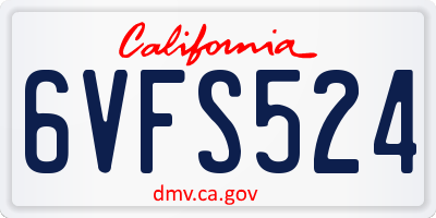CA license plate 6VFS524
