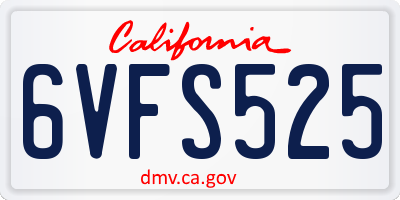 CA license plate 6VFS525