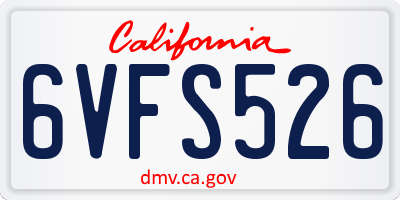 CA license plate 6VFS526