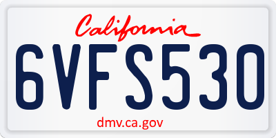 CA license plate 6VFS530