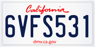 CA license plate 6VFS531