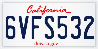 CA license plate 6VFS532