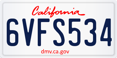 CA license plate 6VFS534