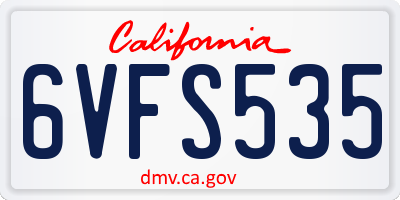 CA license plate 6VFS535