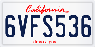 CA license plate 6VFS536