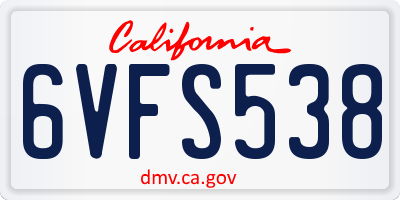 CA license plate 6VFS538