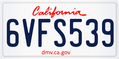 CA license plate 6VFS539