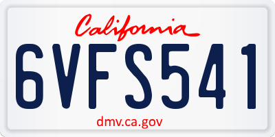 CA license plate 6VFS541