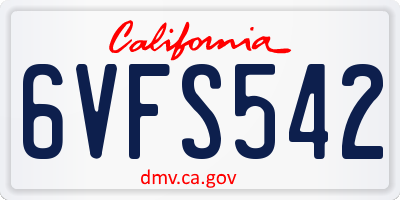 CA license plate 6VFS542