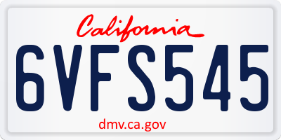 CA license plate 6VFS545