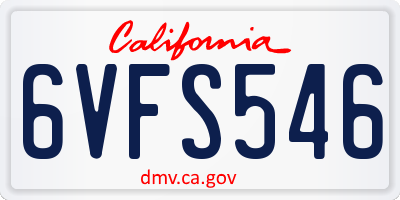 CA license plate 6VFS546
