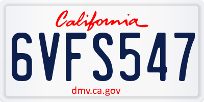 CA license plate 6VFS547