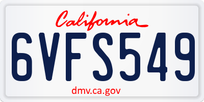 CA license plate 6VFS549