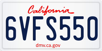 CA license plate 6VFS550