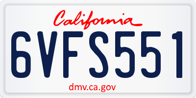 CA license plate 6VFS551