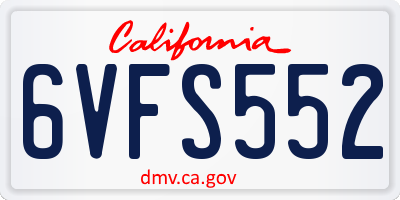 CA license plate 6VFS552