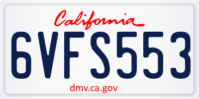 CA license plate 6VFS553