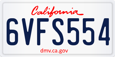 CA license plate 6VFS554