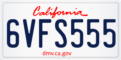 CA license plate 6VFS555