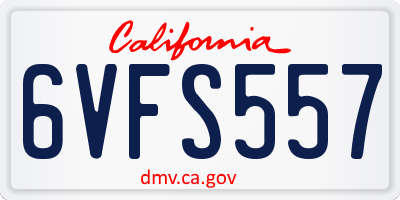 CA license plate 6VFS557