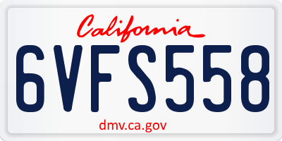 CA license plate 6VFS558