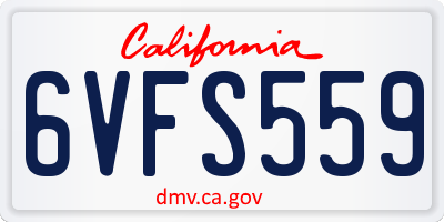 CA license plate 6VFS559