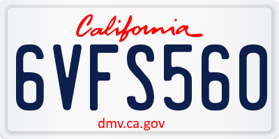 CA license plate 6VFS560