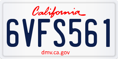 CA license plate 6VFS561
