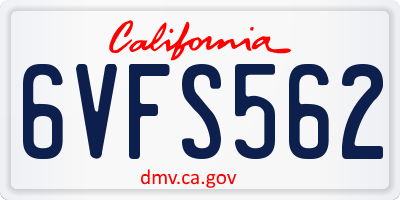 CA license plate 6VFS562