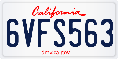 CA license plate 6VFS563