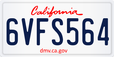 CA license plate 6VFS564
