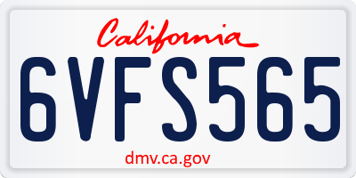 CA license plate 6VFS565