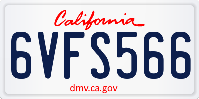 CA license plate 6VFS566