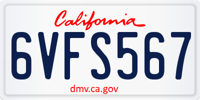 CA license plate 6VFS567