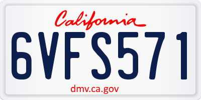 CA license plate 6VFS571