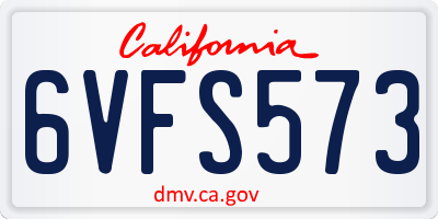 CA license plate 6VFS573