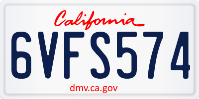 CA license plate 6VFS574