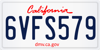 CA license plate 6VFS579
