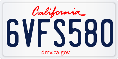 CA license plate 6VFS580