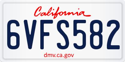 CA license plate 6VFS582