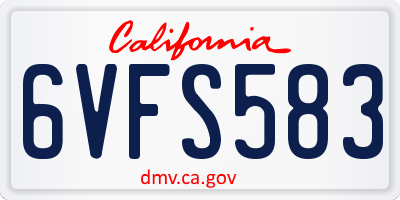 CA license plate 6VFS583